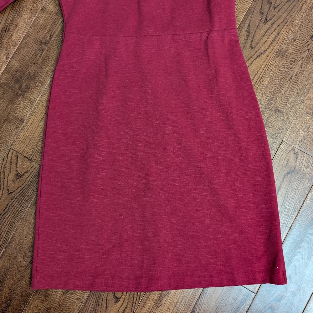 EUC Old Navy Sheath Midi Dress 3/4 Sleeve Maroon Zip Back Size Small - Picture 4 of 9